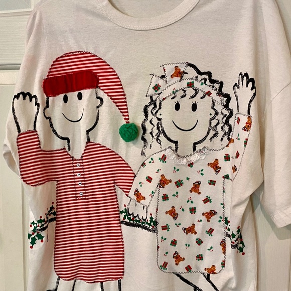 Christmas Mom's Oversize Sleep T-shirt Pinwheels Fun Kids holiday Ugly Sweater - Picture 2 of 6